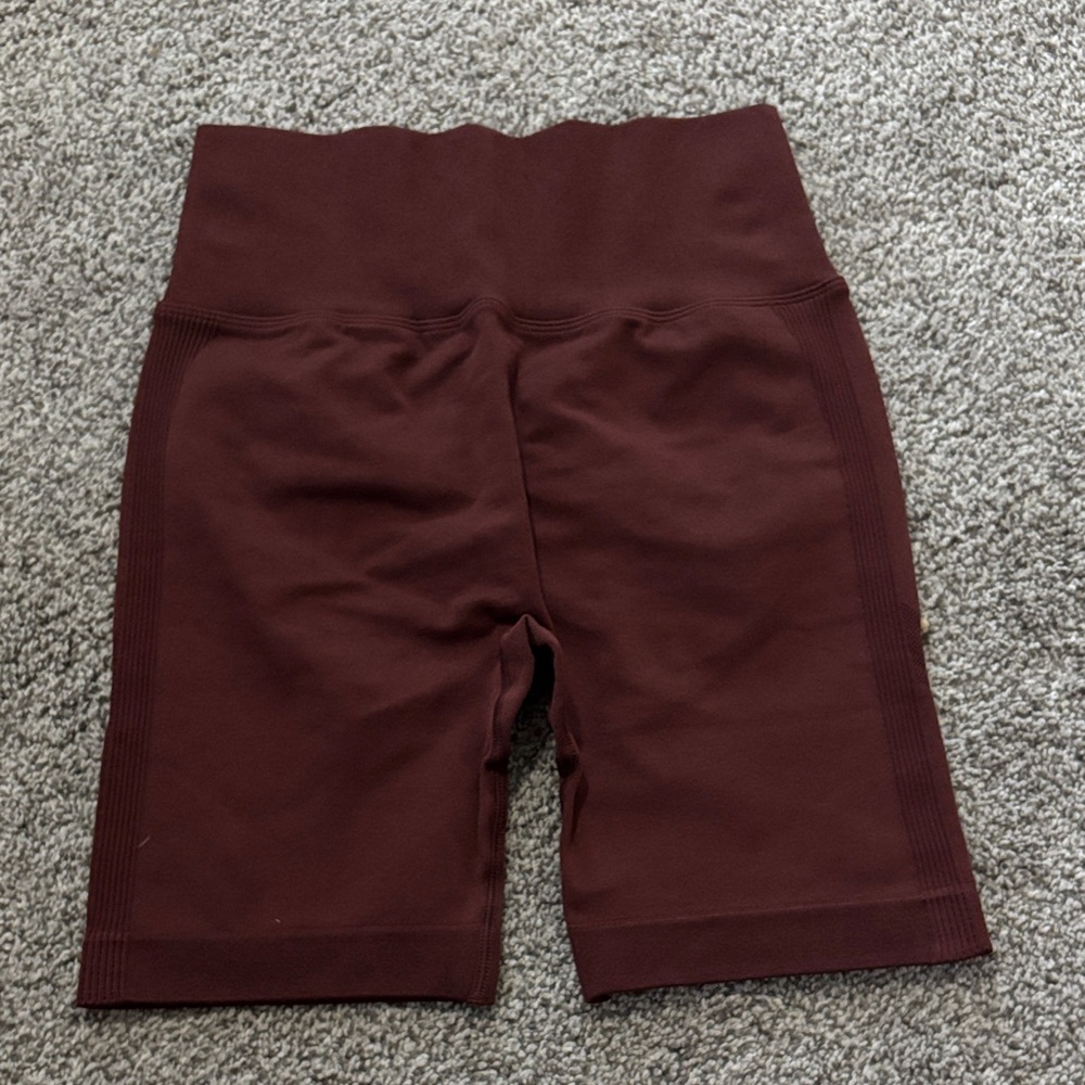 High-Waisted Burgundy Biker Shorts